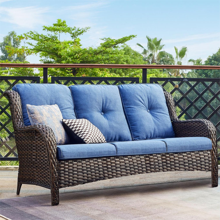 Red Barrel Studio Carolina 75 Polyethylene PE Wicker Outdoor Patio Sofa Outdoor Sofas